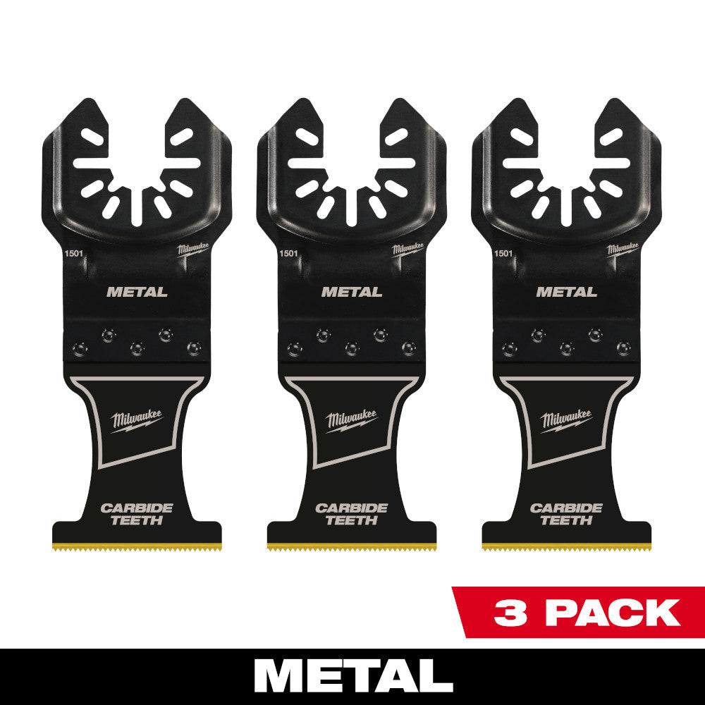 Milwaukee 49-25-1503 OPEN-LOK 1-3/8-inch Universal Fit Titanium Enhanced Carbide Teeth Metal Cutting Multi-Tool Oscillating Blades - 3pk