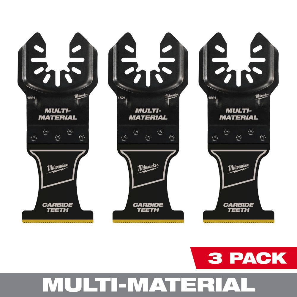 Milwaukee 49-25-1523 OPEN-LOK 1-3/8-inch Universal Fit Titanium Enhanced Carbide Teeth Multi-Material Cutting Multi-Tool Oscillating Blades - 3pk