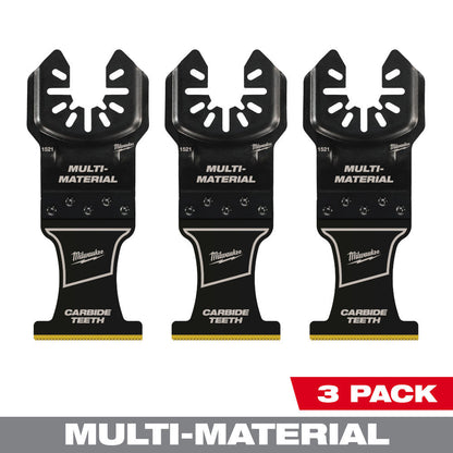 Milwaukee 49-25-1523 OPEN-LOK 1-3/8-inch Universal Fit Titanium Enhanced Carbide Teeth Multi-Material Cutting Multi-Tool Oscillating Blades - 3pk