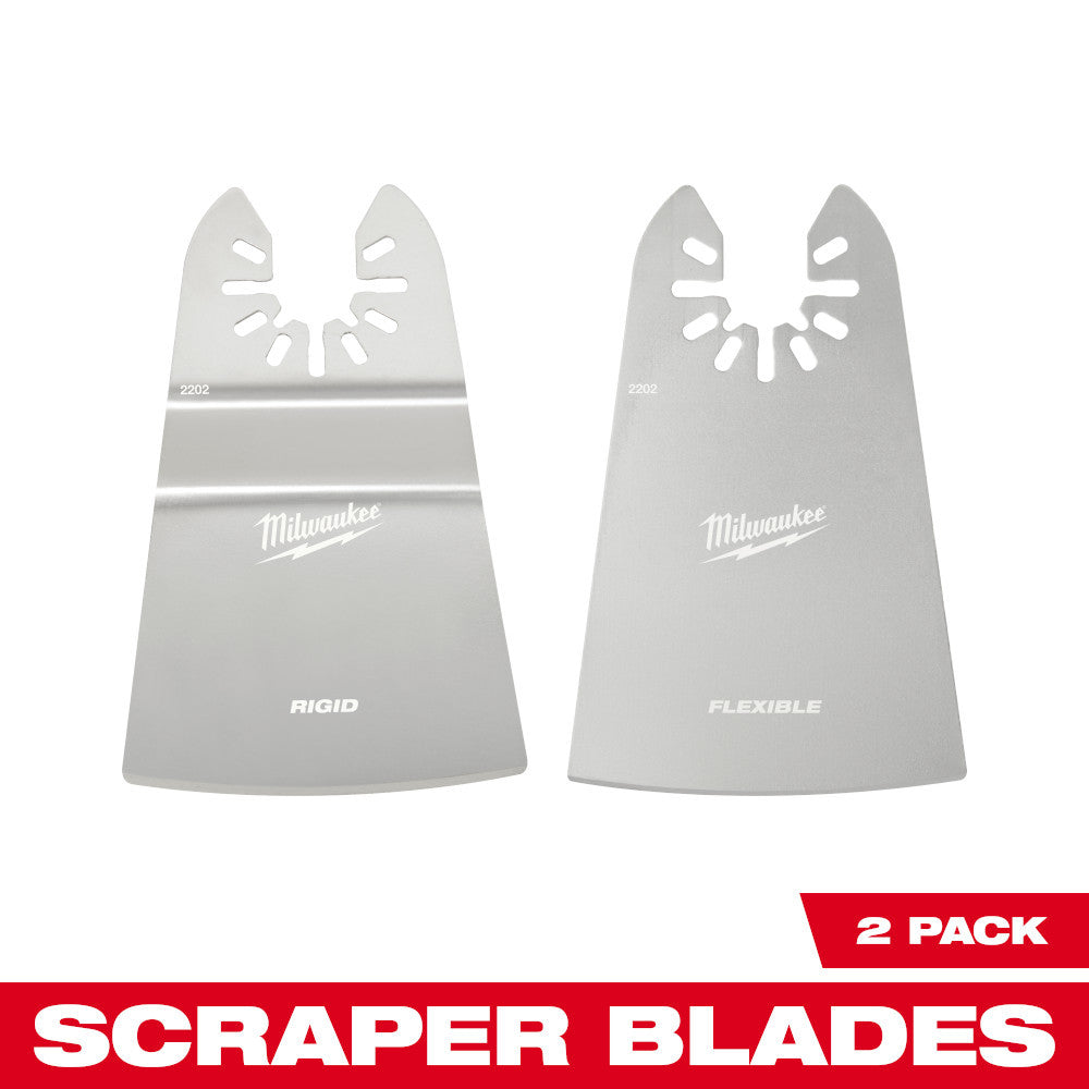 Milwaukee 49-25-2202 OPEN-LOK 2pc 2-inchUniversal Fit Rigid  and Flexible Multi-Tool Oscillating Scraper Set