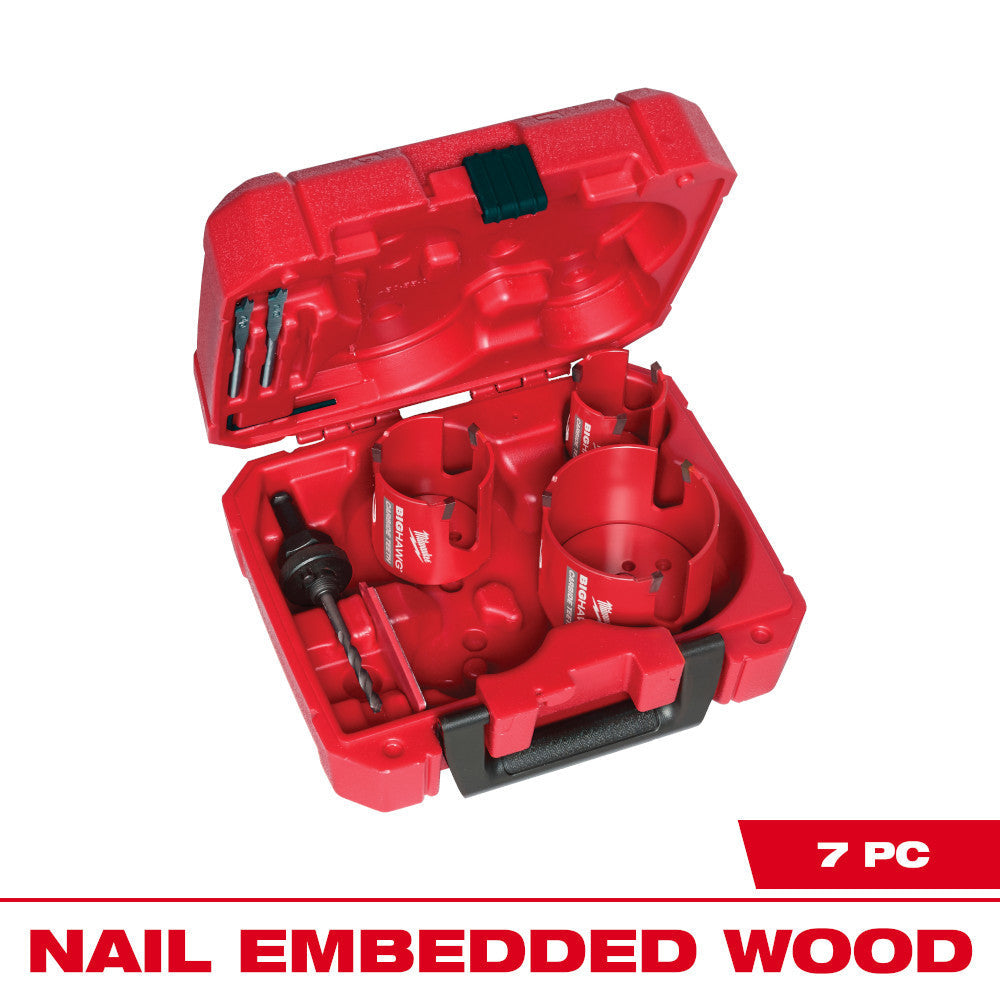 Milwaukee 49-56-9280 7 piece BIG HAWG Carbide Teeth Plumber foots Hole Saw Kit