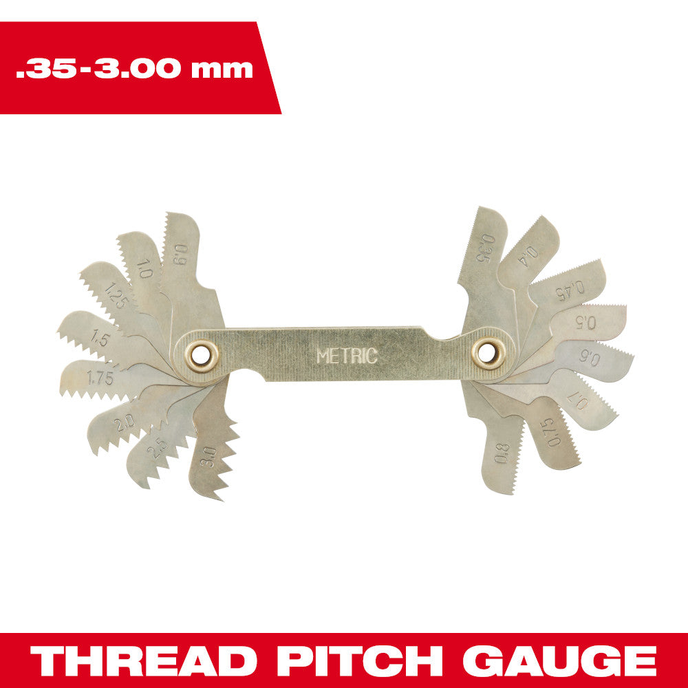 Milwaukee 0.35–3.00mm Metric Thread Pitch Gauge