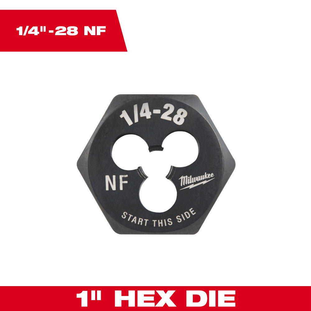 Milwaukee 1/4in-28 NF SAE 1in Hex Threading Die