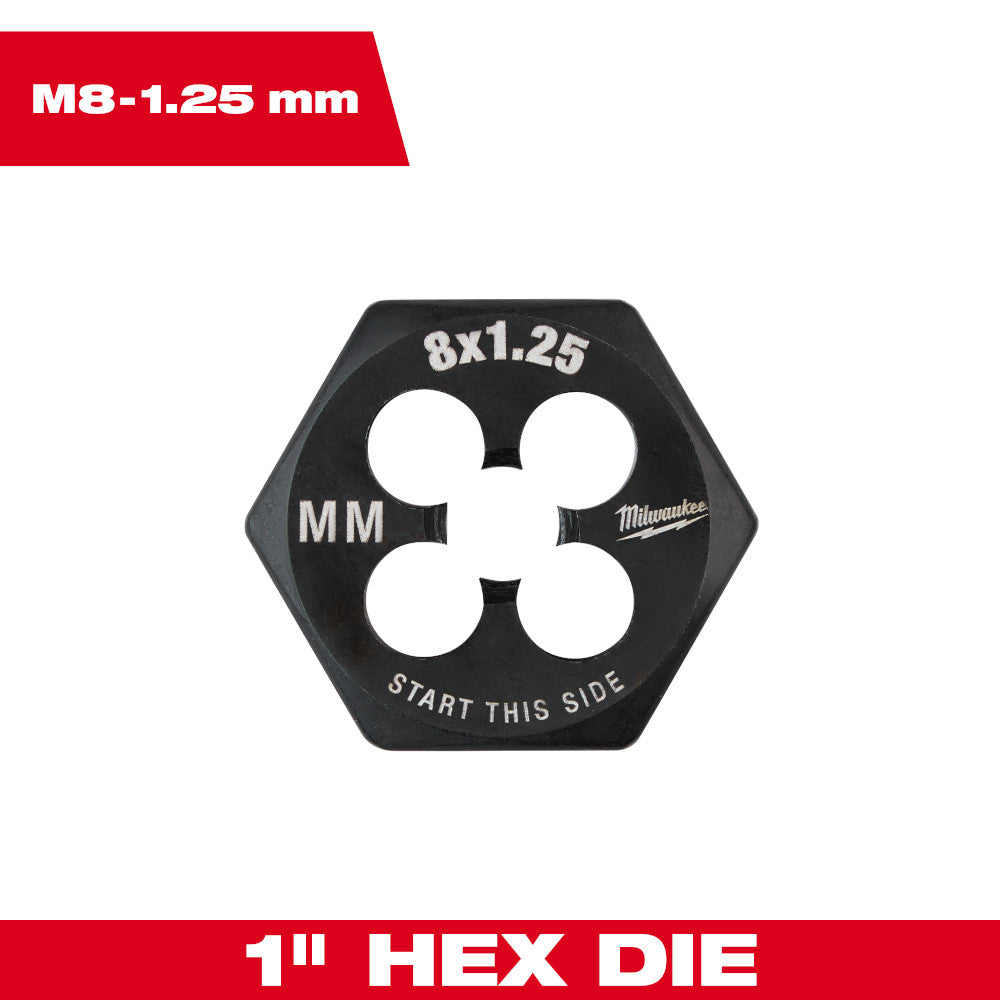 Milwaukee M8-1.25mm Metric 1in Hex Threading Die