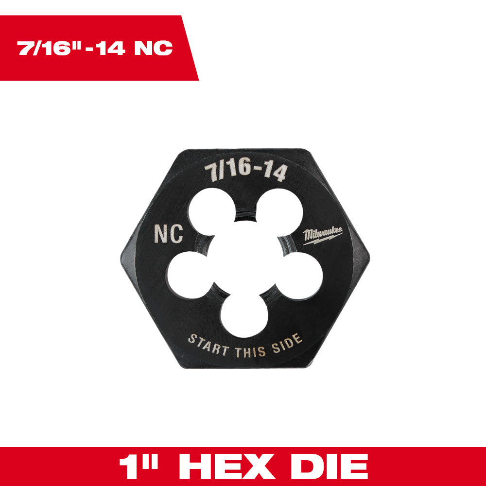 Milwaukee 7/16in-14 NC SAE 1in Hex Threading Die