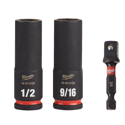 Milwaukee 49-66-4417 SHOCKWAVE Impact Duty 3pc 3/8 Inch SAE Deep Well 6 Point Socket Set