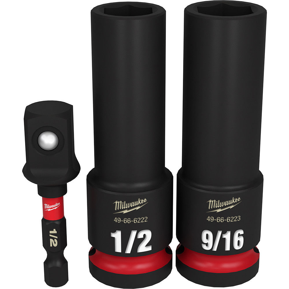 Milwaukee 49-66-4485 SHOCKWAVE Impact Duty 3pc 1/2 inch SAE Deep Well 6 Point Socket Set