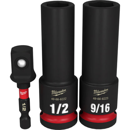 Milwaukee 49-66-4485 SHOCKWAVE Impact Duty 3pc 1/2 inch SAE Deep Well 6 Point Socket Set