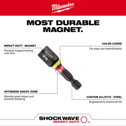 Milwaukee 49-66-4503 5/16 inch x 1-7/8 inch SHOCKWAVE Impact Duty Magnetic Nut Driver