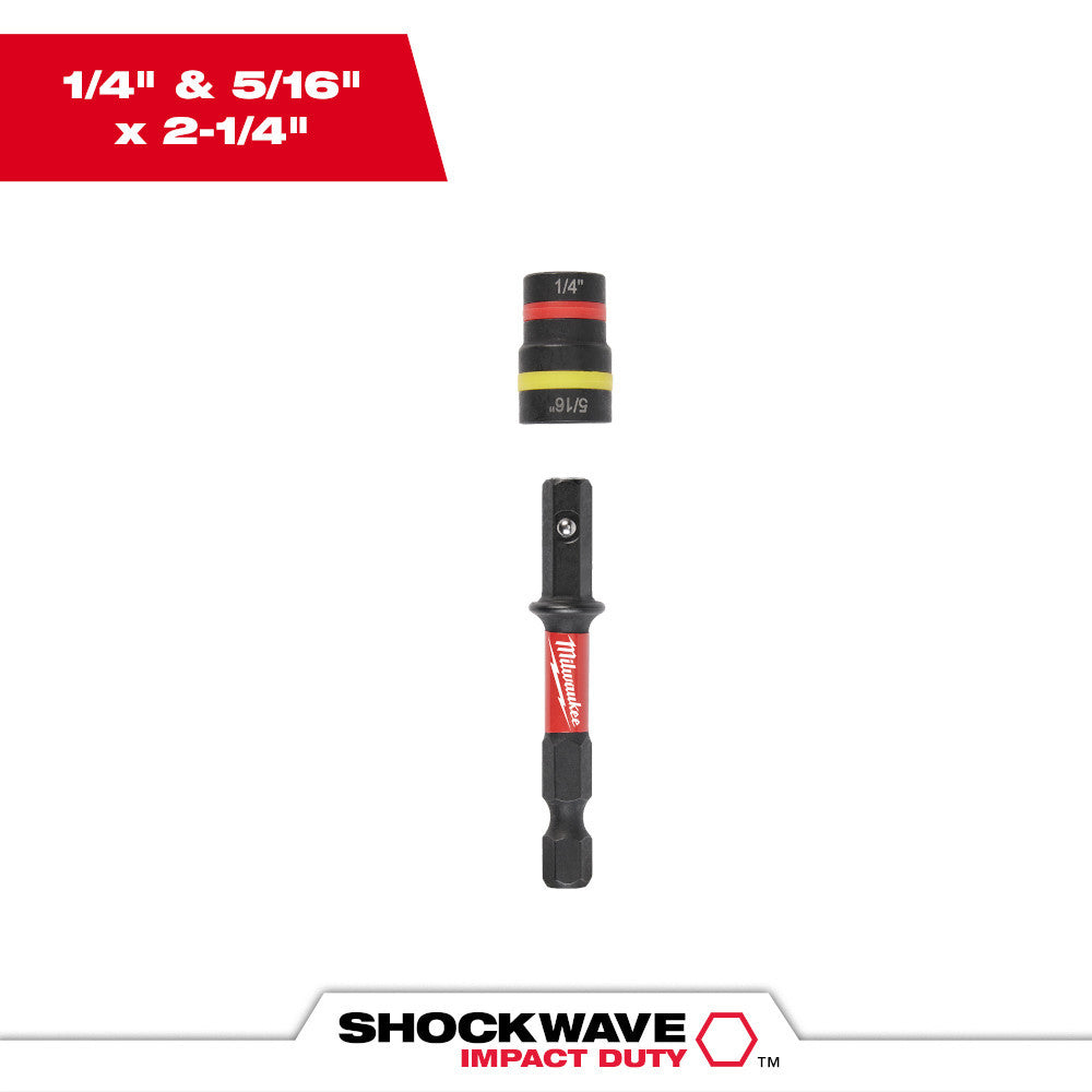 Milwaukee 49-66-4542 SHOCKWAVE Impact Duty 1/4 inch and 5/16 inch  x 2-1/4 inch QUIK-CLEAR 2-in-1 Magnetic Nut Driver