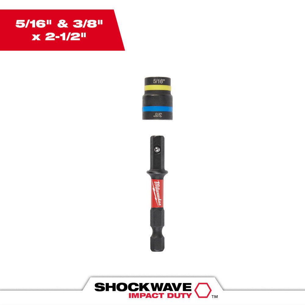 Milwaukee 49-66-4543 SHOCKWAVE Impact Duty 5/16 inch  and 3/8 inch  x 2-1/4 inch QUIK-CLEAR 2-in-1 Magnetic Nut Driver