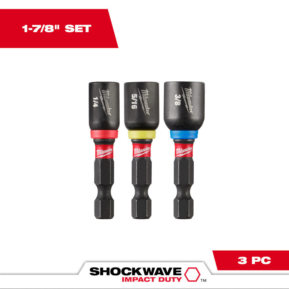 Milwaukee 49-66-4561 3pc 1-7/8 inch SHOCKWAVE Impact Duty Magnetic Nut Driver Set