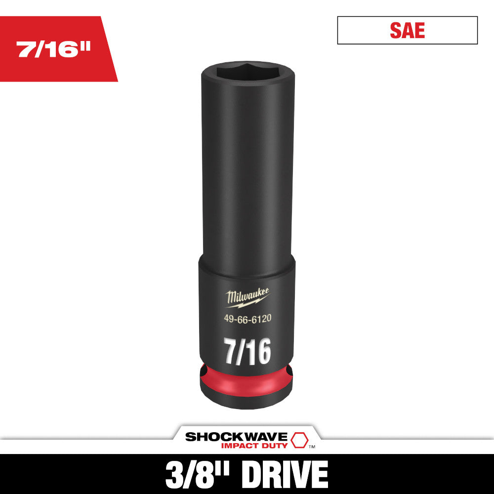 Milwaukee SHOCKWAVE Impact Duty Deep 7/16in Socket with 3/8in Drive