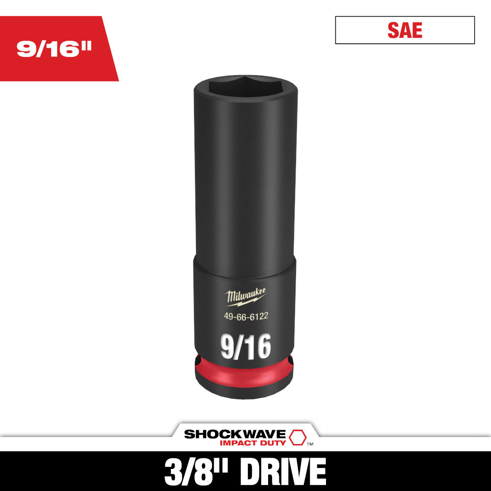 Milwaukee SHOCKWAVE Impact Duty Deep 9/16in Socket with 3/8in Drive