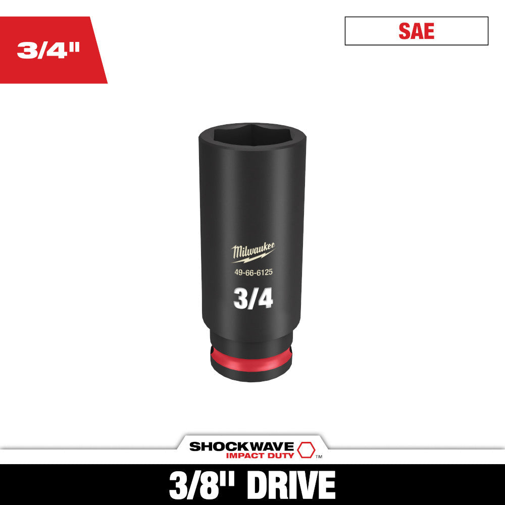 Milwaukee SHOCKWAVE Impact Duty Deep 3/4in Socket with 3/8in Drive