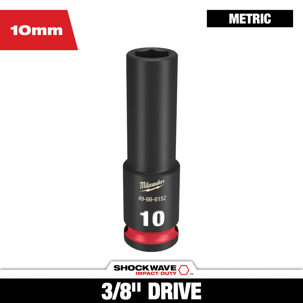 Milwaukee SHOCKWAVE Impact Duty Deep 10mm Socket with 3/8in Drive