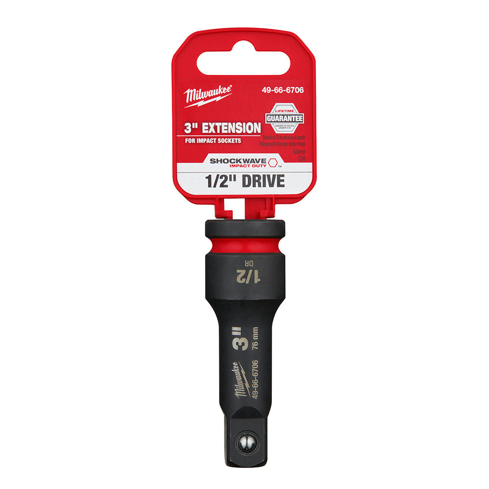 Milwaukee 49-66-6706 SHOCKWAVE Impact Duty 1/2-inch Drive 3-inch Extension showing extension in packaging