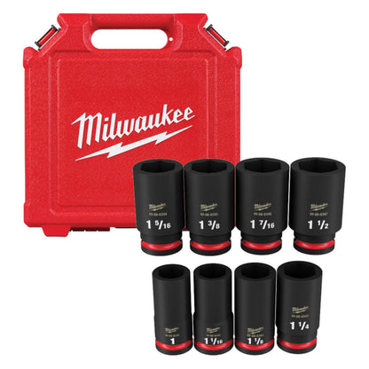 Milwaukee 49-66-7018 SHOCKWAVE Impact Duty 8pc 3/4 Inch SAE Deep 6 Point Socket Set