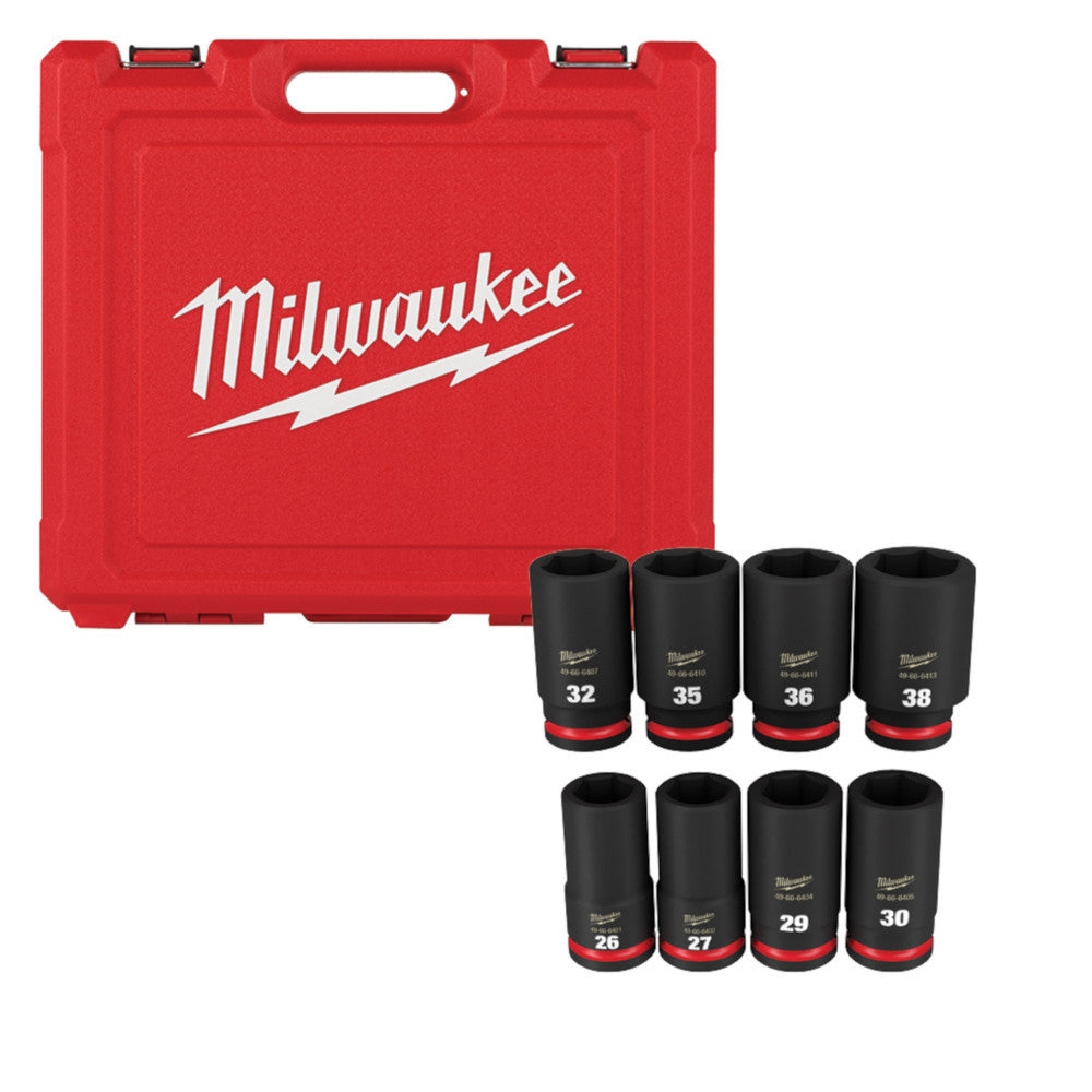 Milwaukee 49-66-7020 SHOCKWAVE Impact Duty 8pc 3/4 Inch Metric Deep 6 Point Socket Set