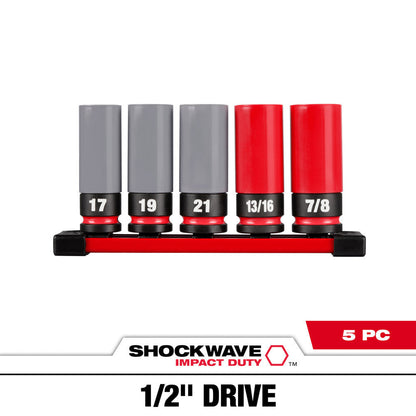 Milwaukee 49-66-7831 SHOCKWAVE Impact Duty 5pc 1/2 Inch Drive SAE & Metric Lug Nut Wheel Socket Set