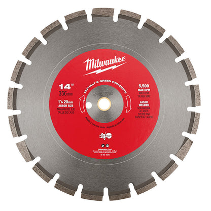 Milwaukee 49-93-7240 14 inch Diamond Asphalt  and Green Concrete Segmented Blade