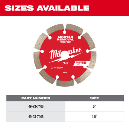 Milwaukee DIAMOND MAX 4-1/2in Tuck Point Diamond Blade
