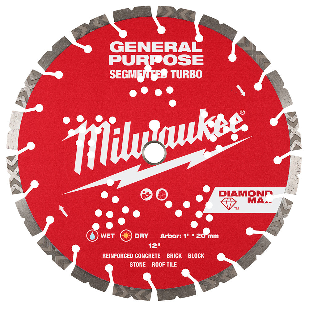 Milwaukee DIAMOND MAX 12in Segmented Turbo Diamond Blade