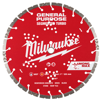 Milwaukee DIAMOND MAX 14in Segmented Turbo Diamond Blade