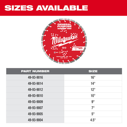 Milwaukee DIAMOND MAX 12in Segmented Turbo Diamond Blade