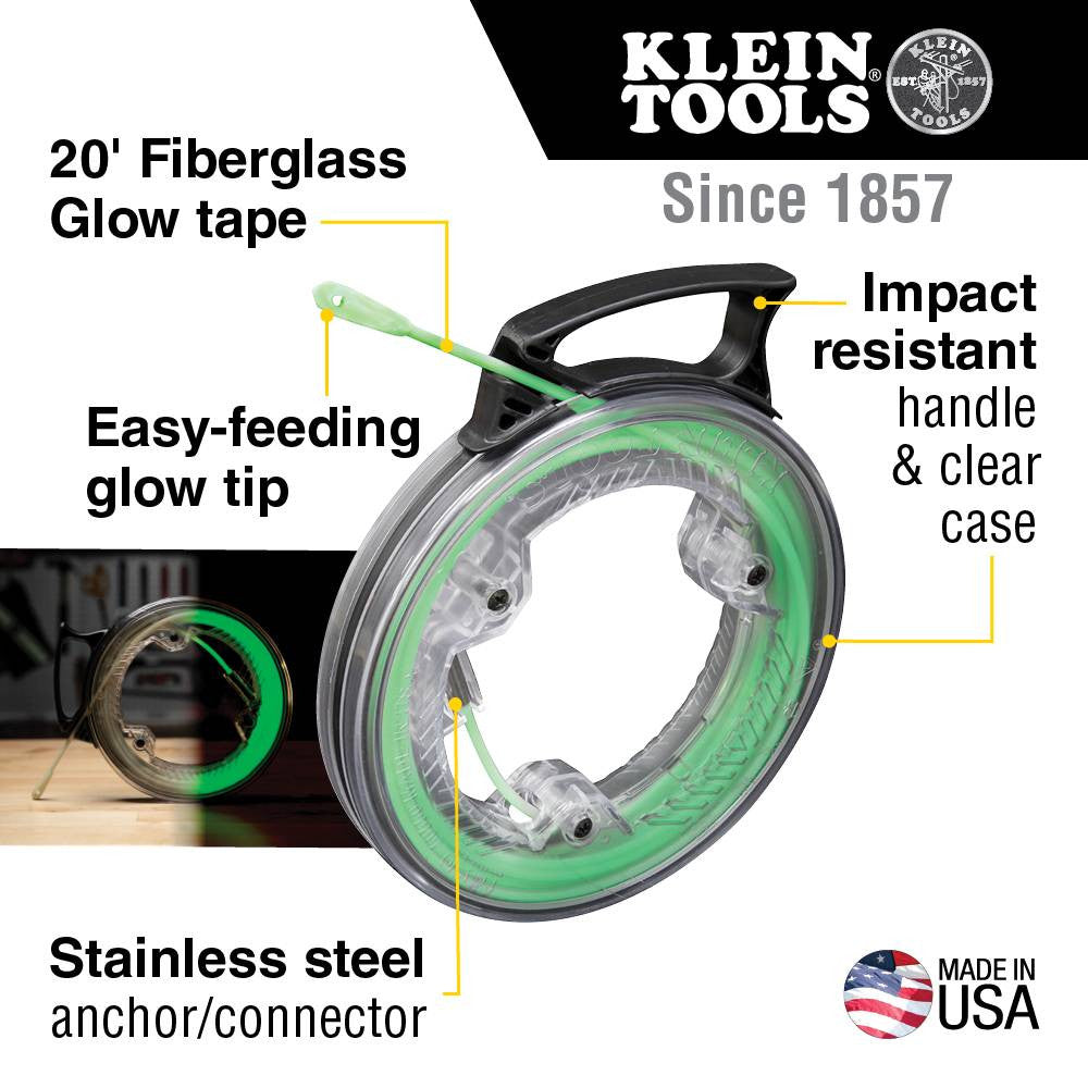 Klein Tools 50550 20 foot Glow Fish Tape