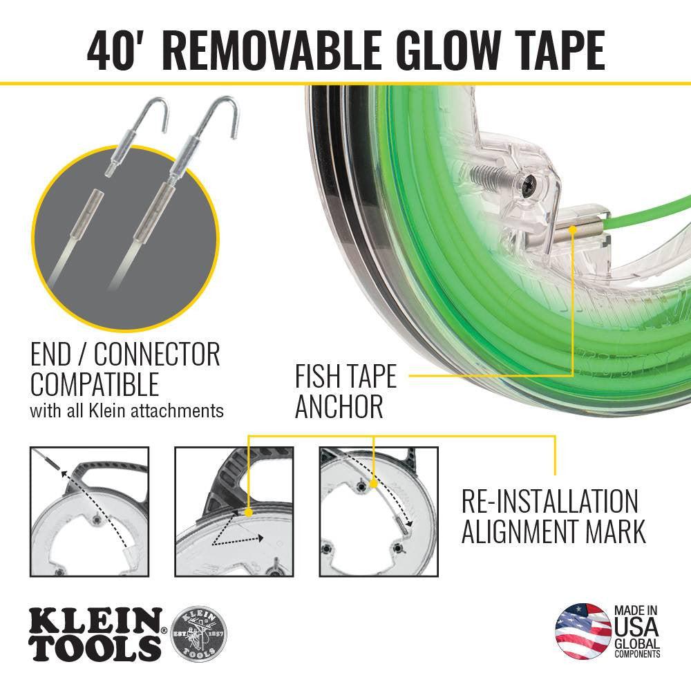 Klein Tools 50660 40' Glow Fish Tape