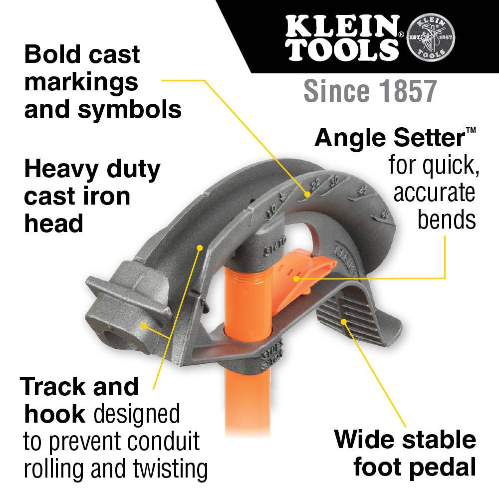 Klein Tools 51604 Iron Conduit Bender Full Assembly - 3/4 inch EMT with Angle Setter