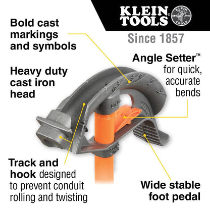 Klein Tools 51604 Iron Conduit Bender Full Assembly - 3/4 inch EMT with Angle Setter