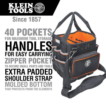 Klein Tools 5541610-14 Tradesman Pro 10 Inch 40-Pocket Tool Tote Bag