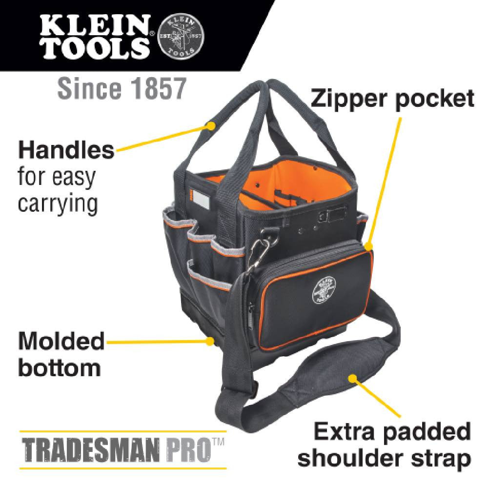 Klein Tools 5541610-14 Tradesman Pro 10 Inch 40-Pocket Tool Tote Bag