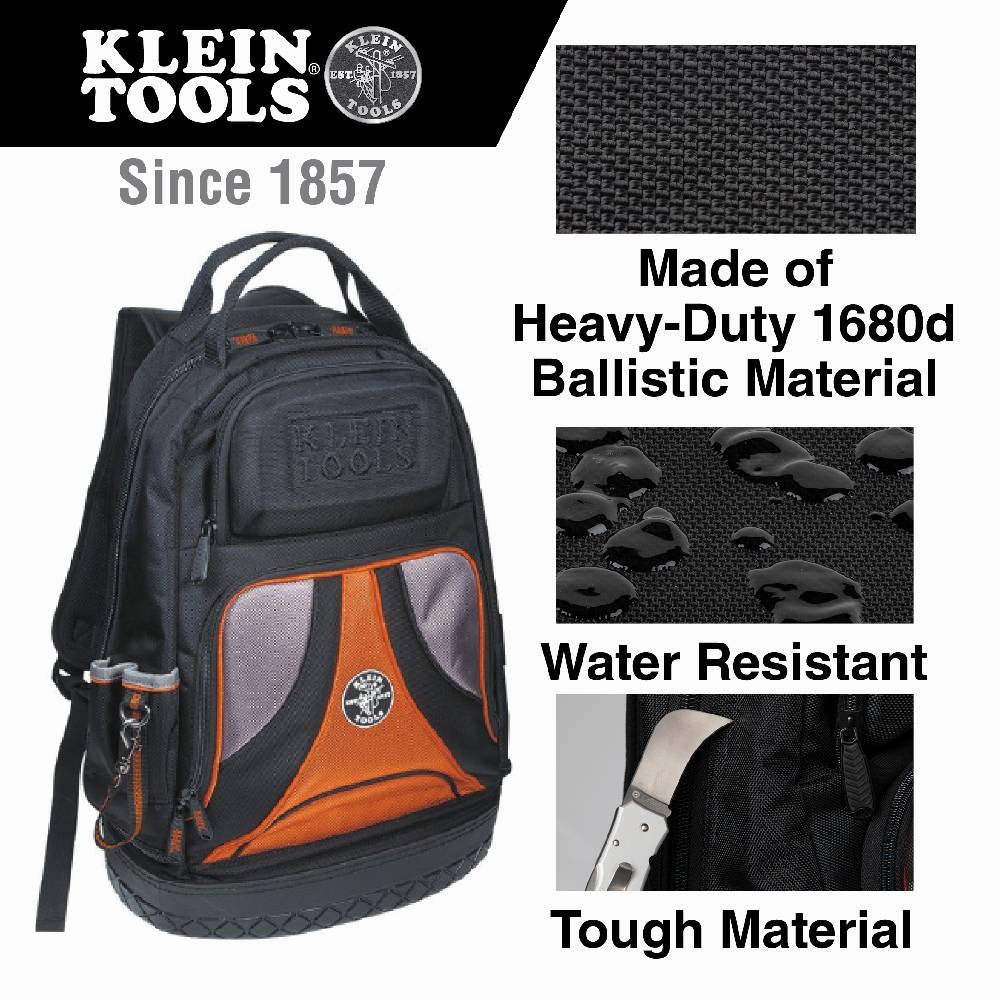 Klein Tools 55421BP-14 Tradesman Pro 14 Inch 39-Pocket Backpack Tool Bag