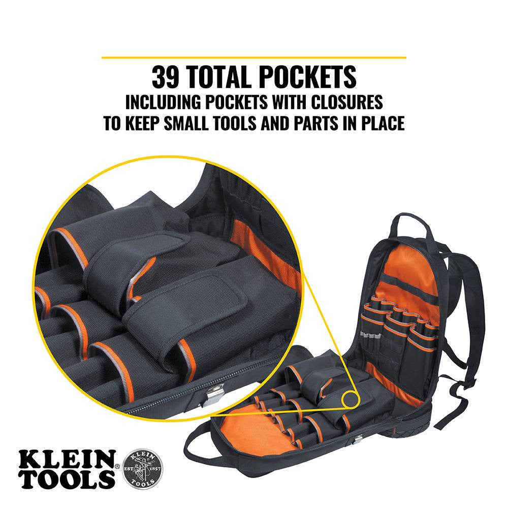 Klein Tools 55421BP-14 Tradesman Pro 14 Inch 39-Pocket Backpack Tool Bag