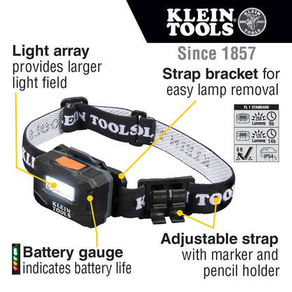 Klein Tools 56049 Rechargeable Light Array 260 Lumen LED Headlamp with Adjustable Strap