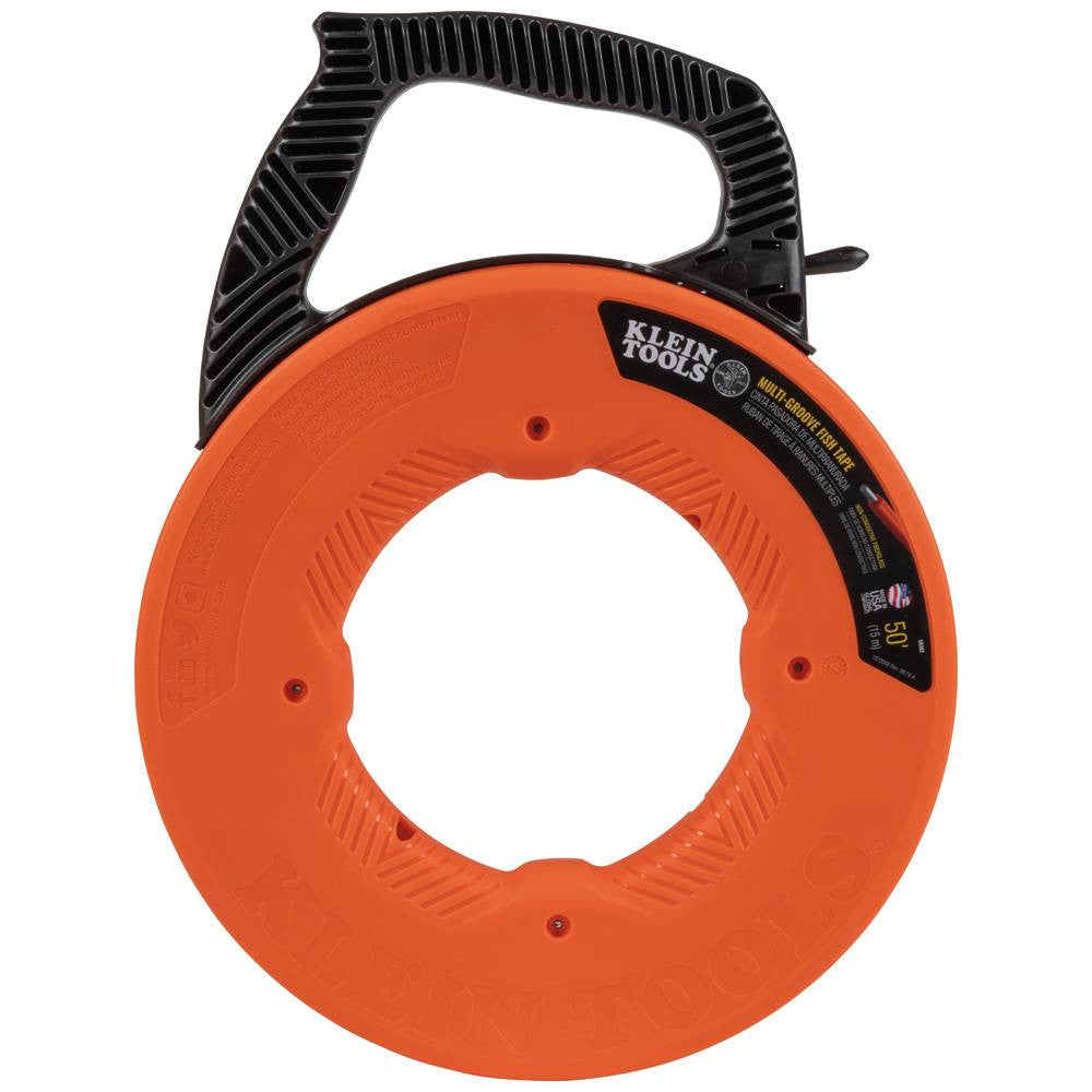Klein Tools 56382 50' Multi-Groove Fibreglass Fish Tape with Nylon Tip