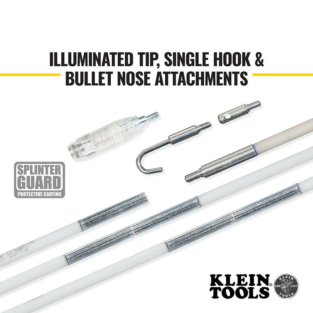 Klein Tools 56430 Splinter Guard 30 foot Mid-Flex Glow Rod Set