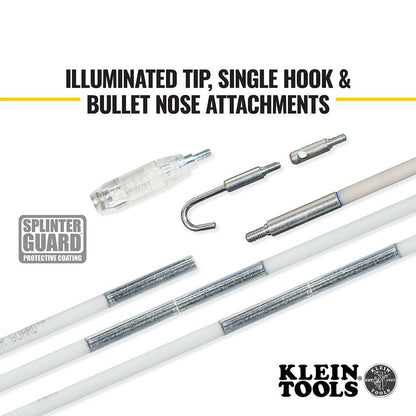 Klein Tools 56430 Splinter Guard 30 foot Mid-Flex Glow Rod Set