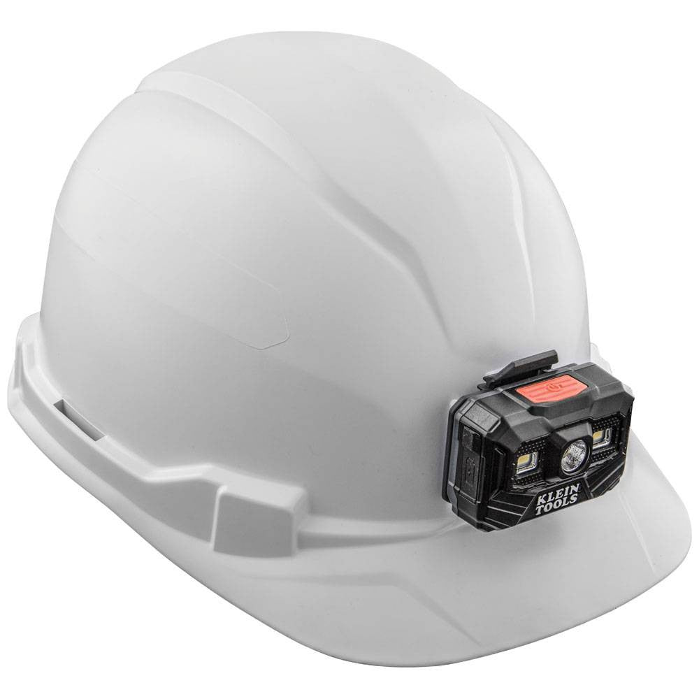 Klein Tools 60107RL White Non-Vented Cap Style Hard Hat with Rechargeable Headlamp