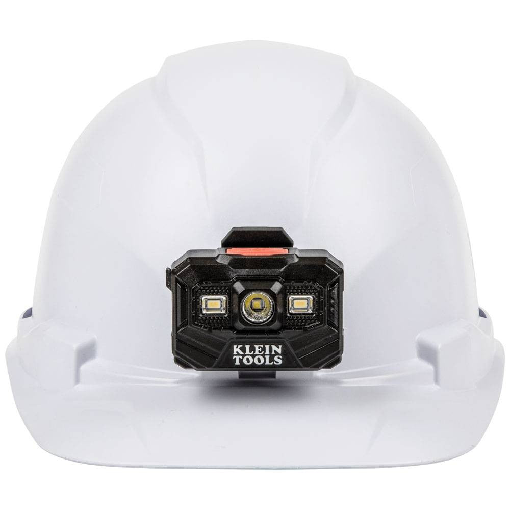 Klein Tools 60107RL White Non-Vented Cap Style Hard Hat with Rechargeable Headlamp