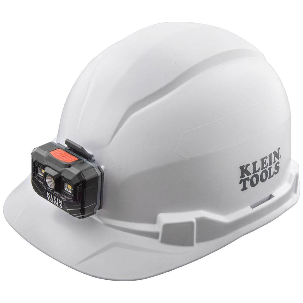 Klein Tools 60107RL White Non-Vented Cap Style Hard Hat with Rechargeable Headlamp