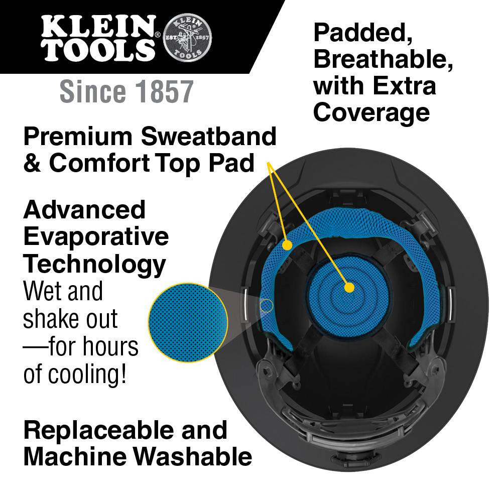 Klein Tools 60345 Black Premium KARBN Pattern Non-Vented Full Brim Hard Hat