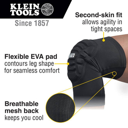 Klein Tools 60492 Lightweight Knee Pad Sleeves - M/L showing features of the knee pads