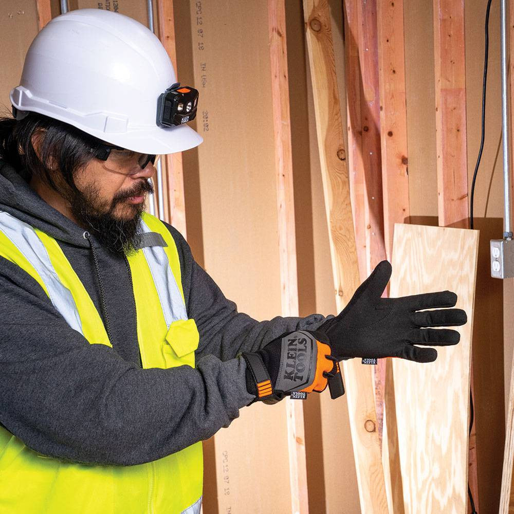 Klein Tools 60597 General-Purpose Utility  Gloves - Extra Large showing gloves being out on