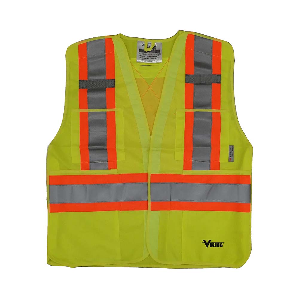 Viking Open Road BTE 5pt. Tear Away Hi-Vis Class 2 Green Safety Vest - S/M