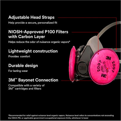 3M 627 Half Facepiece Performance Respirator for Mold & Lead Paint Removal