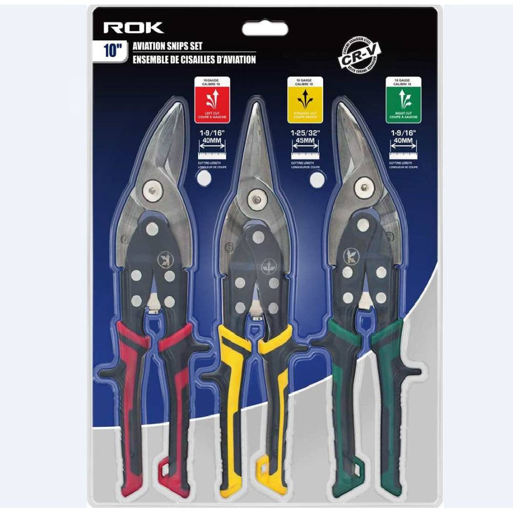 ROK 65420 3pc Aviation Snip Set showing in packaging